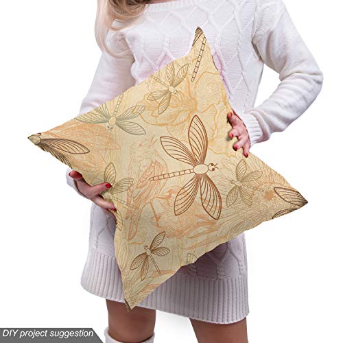Image of Ambesonne Beige Fabric by The Yard, Vintage Birds and Dragonflies Artprint with Modern Doodle Style Animal Inspired Design, Decorative Fabric for Upholstery and Home Accents, 3 Yards, Cream