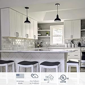 Steel lighting co inglewood barn light ceiling mounted light 8 inch round dome 12 inch stem modern farmhouse style pendant made in america white exteriorwhite interior  urban country home decor