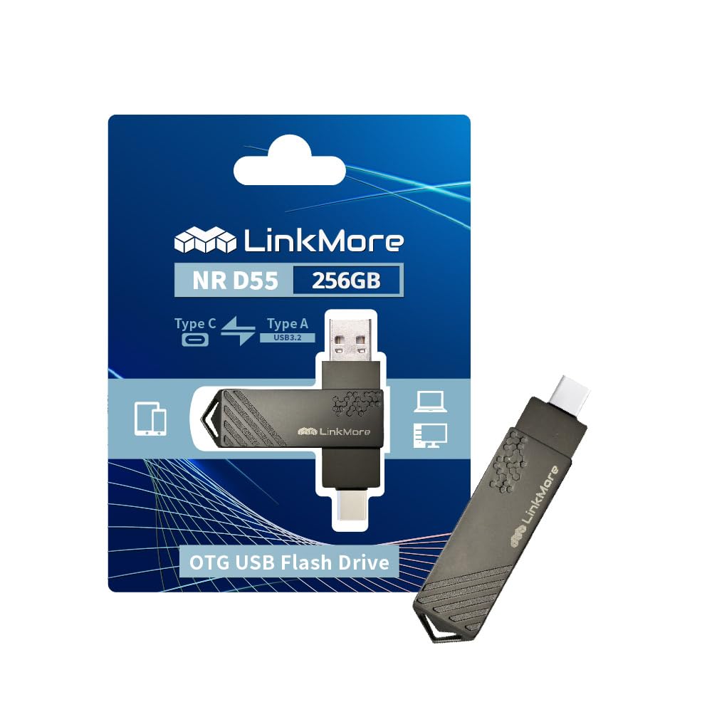 Linkmore 256 GB Dual Drive, TipoC Chiavetta USB, velocità fino a 150 MB/s, connettori USB tipo C e A reversibili, per smartphone, tablet, Mac e PC