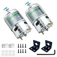 12 V DC-Motor,775 DC Motors, hohes Drehmoment, max. 20000U/min, Doppelkugellager, leise, Power-Räder, Motor-Upgrade, DC-Motor (mit Halterung) (Rundschaftmotoren, 2 Stück)