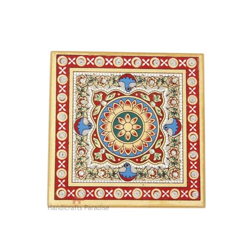 Handicrafts Paradise (4 x 4 inch) Intricate Floral Painted Marble Chowki (Multicolour) Square, Home Mandir, Idols Statues Pratima, Bajot for God, Home Décor Showpiece Handicrafts Paradise (4 x 4 inch) Intricate Floral Painted Marble Chowki (Multicolour) Square, Home Mandir, Idols Statues Pratima, Bajot for God, Home Décor Showpiece
