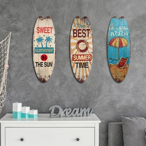 Planches de surf en bois décoration de chambre x3