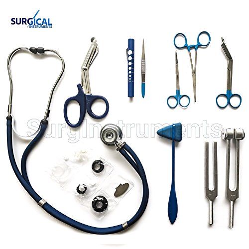 BLUE 10 piece Medical Kit Diagnostic EMT Nursing Surgical EMS Student Paramedic