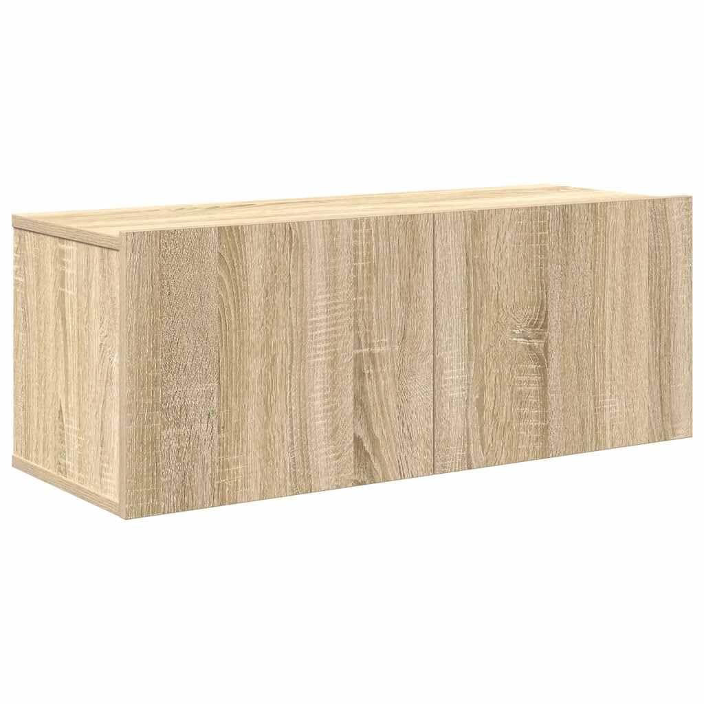7-TLG. TV-Schrank-Set Sonoma-Eiche, Holzwerkstoff, Hängend, Modernes Media-Center für Wohnzimmer, Robust & Vielseitig