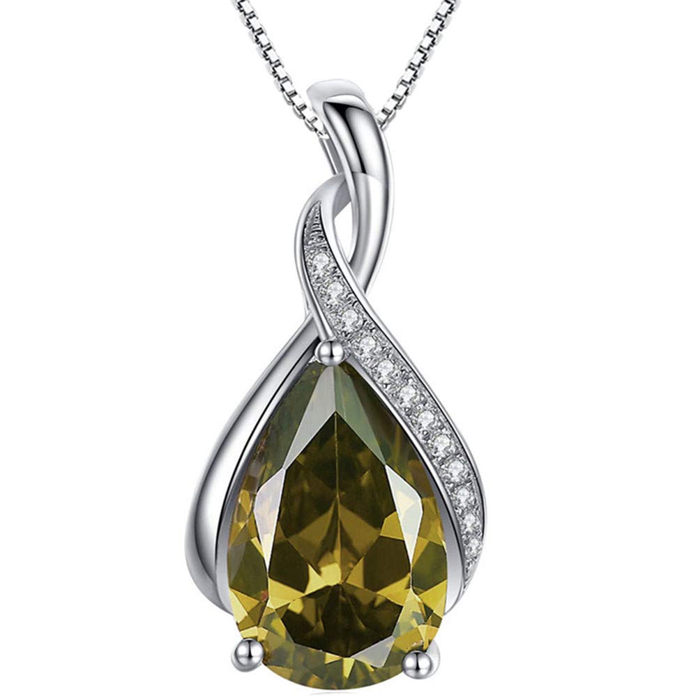 MABELLA Jewelry Sterling Silver Simulated Birth Month Stones Pendant Necklace Mother's Day Gifts for Women