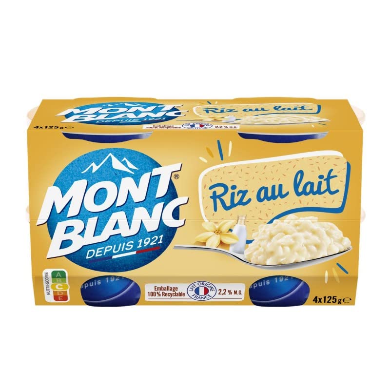 MONT BLANC - Riz Au Lait Français Onctueux - 500g - Dessert Gourmand À Déguster À Tout Moment De La Journée ! - Lot De 3 - Vendu Par Lot