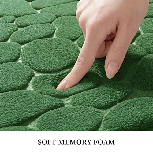 YIHOUSE Memory Foam Bath Mat Cobblestone Bathroom Rugs Super Water Absorbent Bath Mats for Bathroom Machine Washable Bath Rugs(20 x 32,Green) - image 6