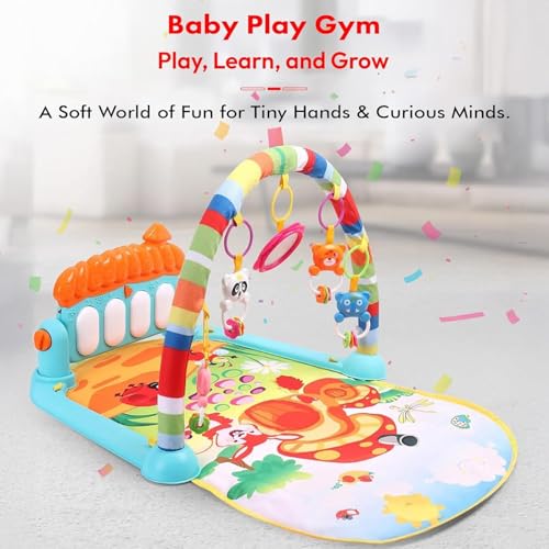 Image of Uonibaby by StarAndDaisy Musical Baby Convertible Playmat, Play Gym Mat with Hanging Rattles Lights for 0-6 Months Babies /Multi Purpose Play Gym mat