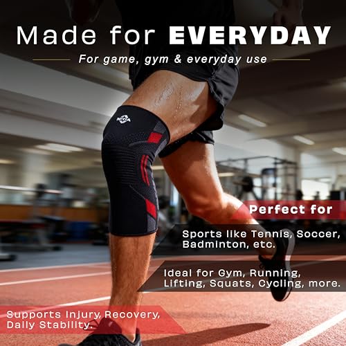 Image of Nivia Knitted Knee Support, for Men, for Gym, Knee Sleeves, Knee Braces Pair for Sports & Workout, Knee Cap, Knee Compression Knee Supporter for Exercise, Running, Cycling