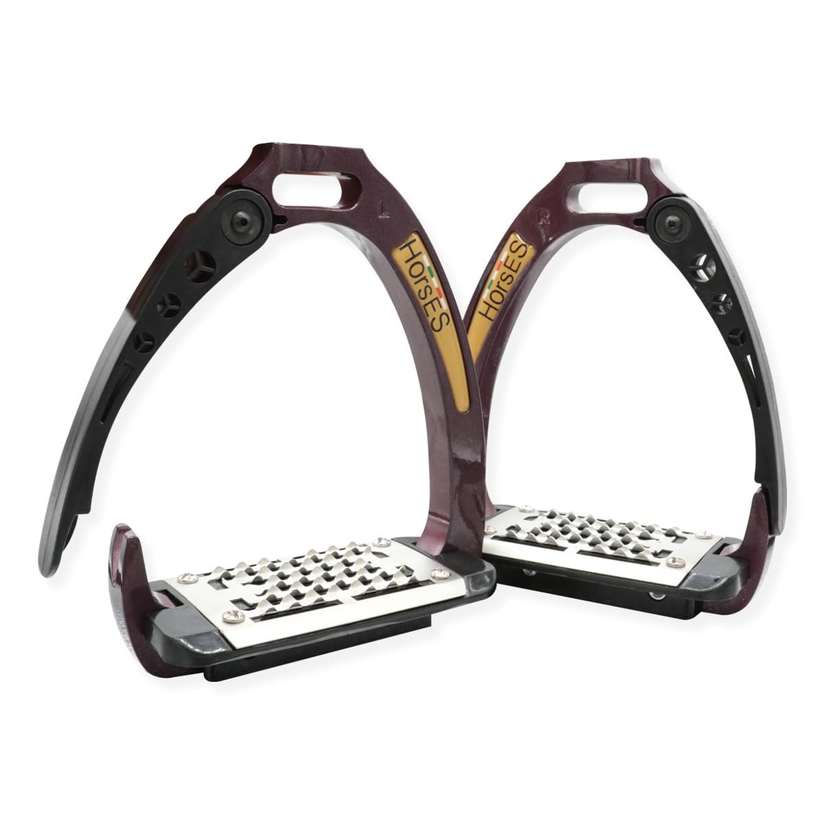 Horses Soportes de seguridad de seguridad, diseñados para la máxima seguridad y comodidad del jinete, modernos y elegantes (Burdeos/Negro)