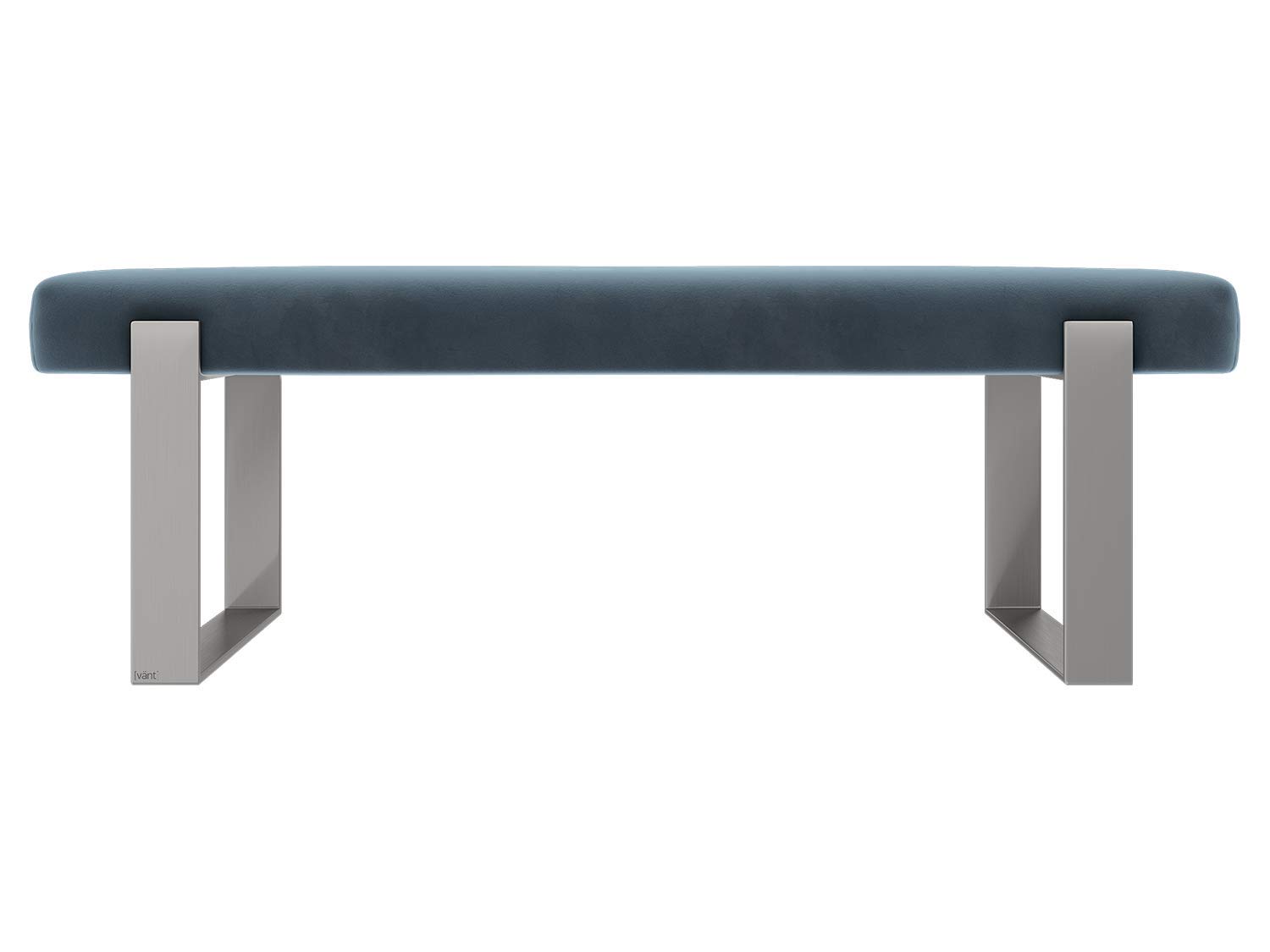 VANT Upholstered Bed Bench - Velvet Peacock Blue- Brushed Nickel - Contemporary Modern, Bedroom Bench Seat, Hallway, or Entryway