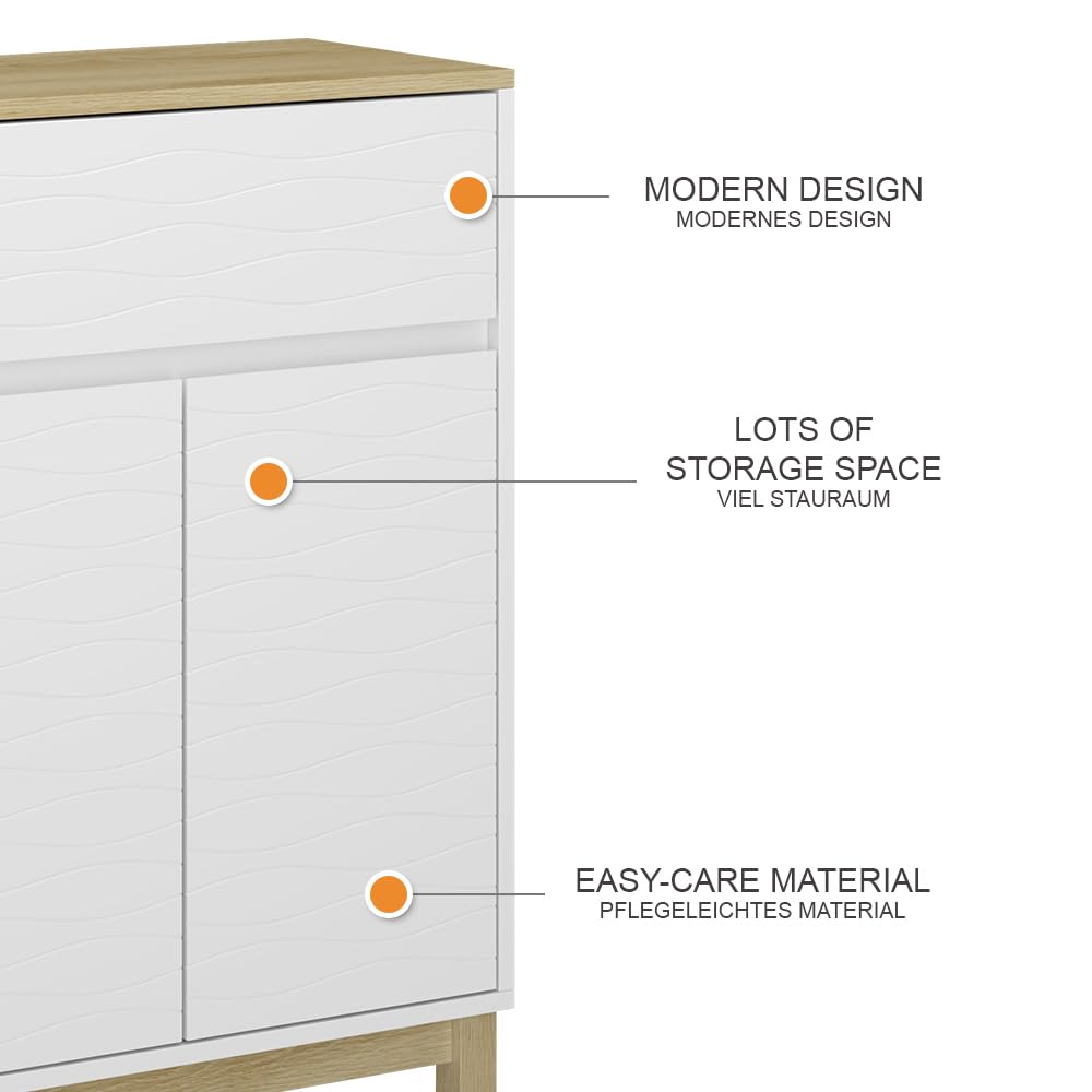 Vicco Armadietti midi Livia, Bianco, 60 x 80 cm con cassetto, per riporre sopra il WC con area scaffale aperta