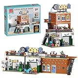 2 in 1 City Bauspielzeug Set, kompatibel mit Lego City Auto Reparaturwerkstatt Modularer BAU Modellsets Baukasten mit LED-Licht, Spielzeug Geschenk für Erwachsene Kinder Jungen ab 8 Jahren (1637 PCS)