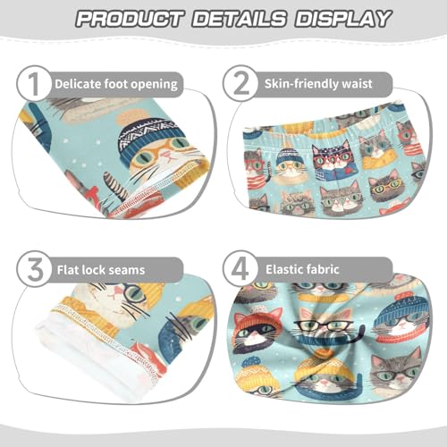 Cats Girls' Leggings Toddler Doodles Cartoon Kids Yoga Pants Dance Active Tights 4T3