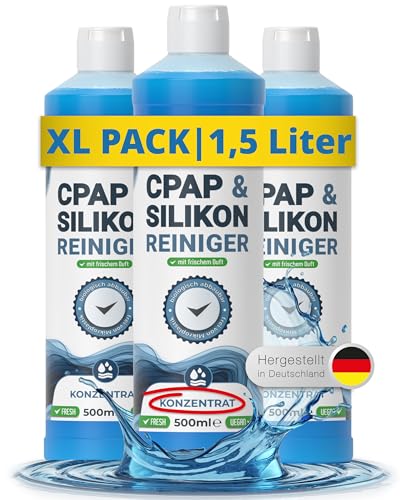 3x 500ml CPAP Reiniger Konzentrat Silikonreiniger I Mapeau CPAP Maskenreiniger Schlauchreiniger, Silikon, Gummi, Kunststoff, hochergiebig (3x 500ml)
