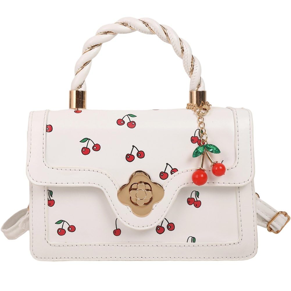 Casiler Sweet Crossbody Bag Fashion Cherry Print -handle Handbag Ladies Shoulder Bag Women Sling Purse