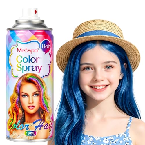 Blue Hair Spray Temporary Hair Color Spray for Kids Women Men, One-Time Temporary Blue Hair Dye, Washable Hair Wax Color, Natural Hair Strong Style for Halloween, Cosplay, Party, Christmas (4.06Oz)