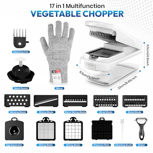 17-in-1 Vegetable Chopper Veg Dicer Cutter with 7 Rust-Resistant Blades – Veggie Food Salad Chopper Manual, Onion Slicer with Container, Easy to Clean - Image 3