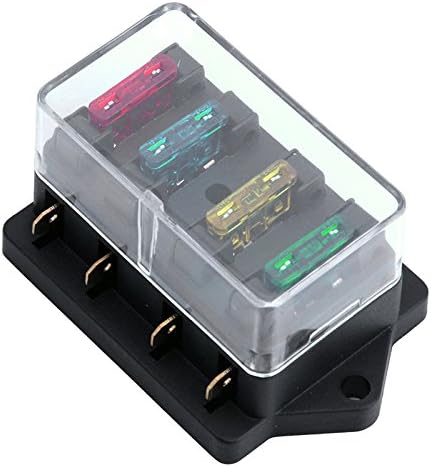 Hot 12V/24V 4 Way Car Circuit Standard ATO Blade Fuse Box Block Holder + 4 Fuses
