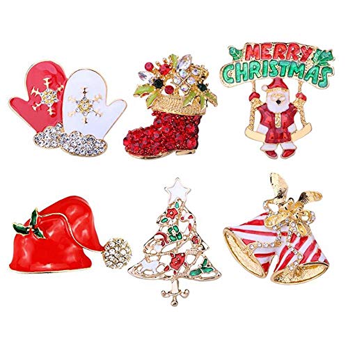 Preisvergleich Produktbild QLRL 6 Stücke Weihnachtsbrosche Legierung Brosche Feine Weihnachtsdekoration Abzeichen Brosche Party Party Supplies Festival Bankett