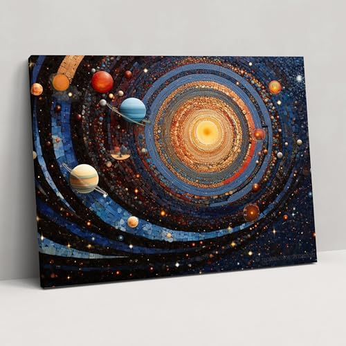 Painted Anarchy Cosmic Mosaic Planets Canvas Print - Earth, Bold