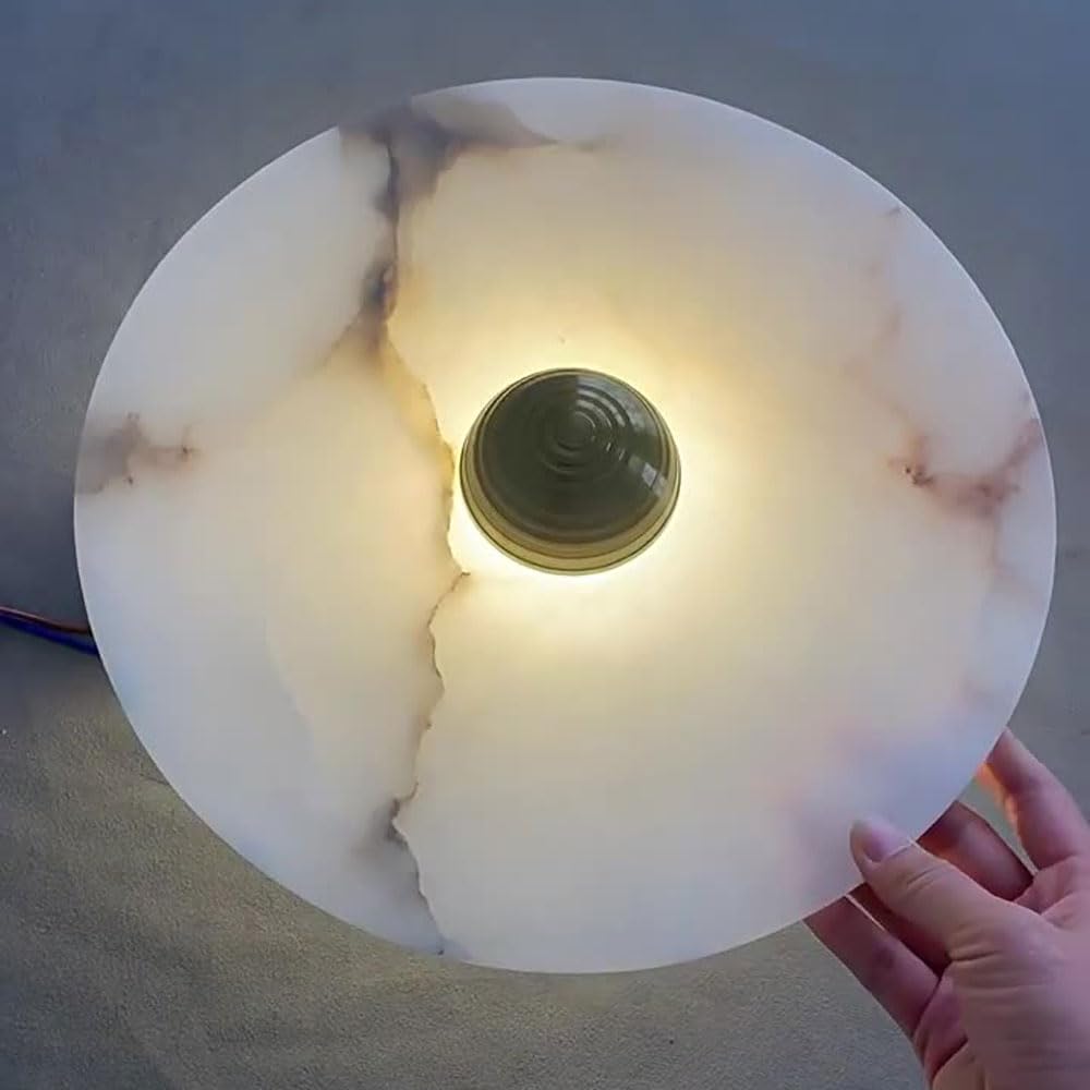 Nowoczesna lampa ścienna w stylu skandynawskim Klosz z naturalnego marmuru Podstawa z kamienia idealna do salonu, jadalni lub korytarza dekoracja domu