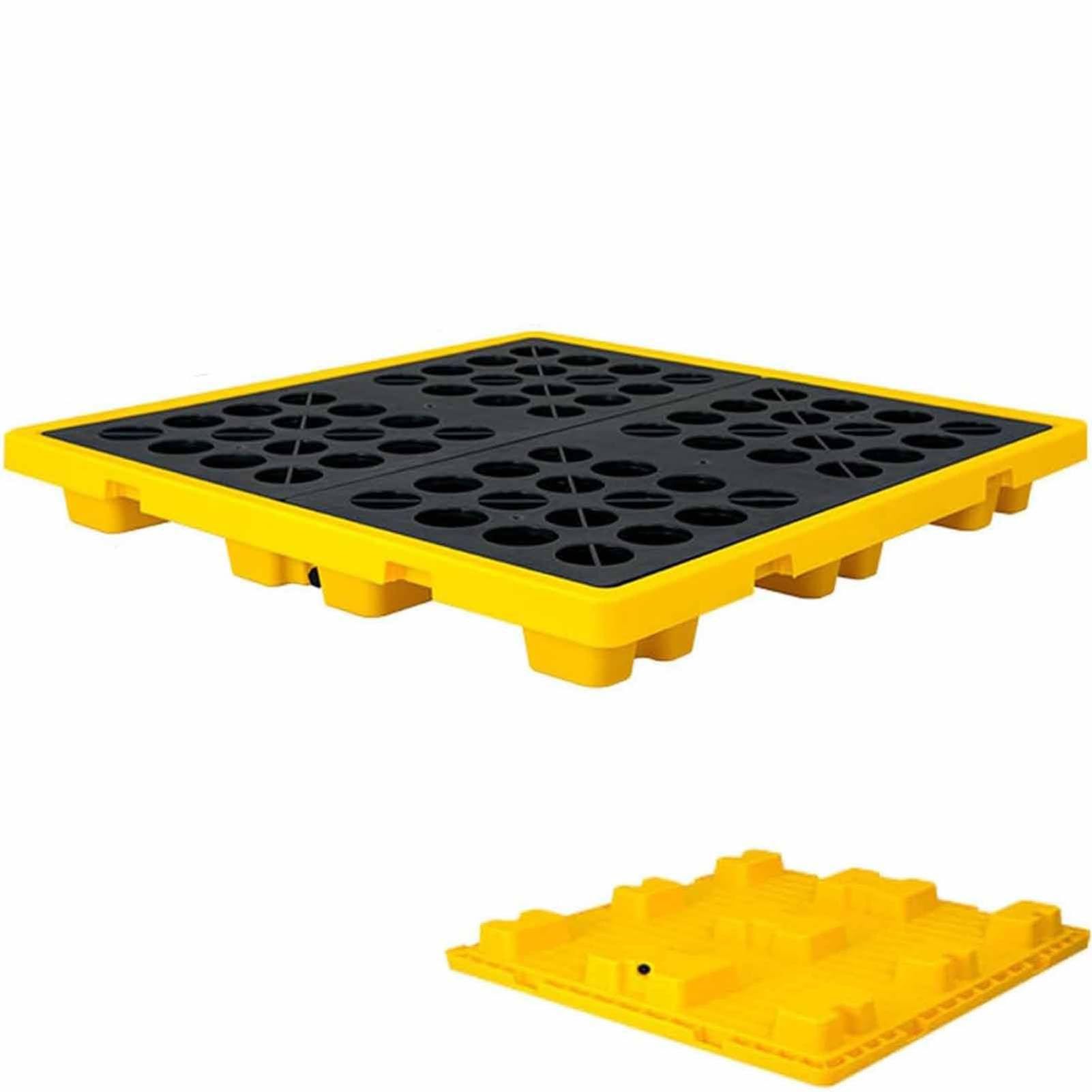 QUSYZD Spill Containment Tray with Grating, Leak Proof Platform for Oil Drums and Chemical Barrels,130 * 110 * 30cm