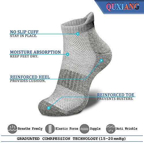 QUXIANG Compression Socks for Women & Men Circulation 3/6/7 Pairs Arch Ankle Support 15-20 mmHg Best for Running Cycling4