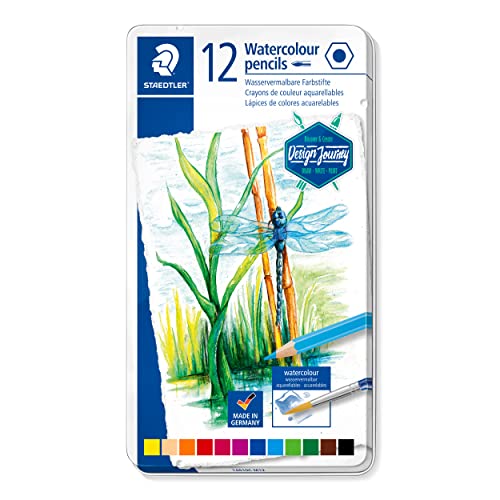 Staedtler Premium Watercolour Pencils 12 Colours in Metal Box Pac...