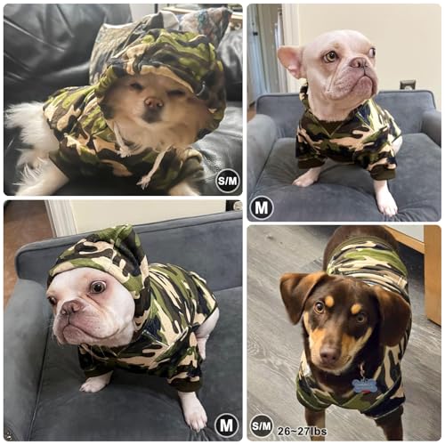 Image of BEAUTYZOO Dog Hoodie for Small Medium Dogs Puppy, Soft Fleece Dog Sweater Cold Weather Coats with Pocket, Pet Outfits Hooded Sweatshirt Chihuahua Cat Jacket Clothing Warm Camo French Bulldog Clothes