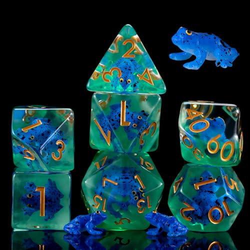 DND Resin Frog Dice Set, Polyhedral D&D Dice Animal Inclusion Dice D and D for Dungeons and Dragons MTG RPG Board Games