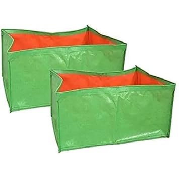 RSV Plastic Green Grow Bags for Home Gardening/Terrace/Balcony Gardening (24X12X12 Inches, Pack of 2)
