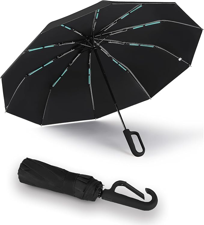 Image of Seniny Windproof Travel Umbrella, Automatic Umbrellas for Rain, Portable & Compact Umbrellas for Backpack, Strong UV for Protection, Folding Small Sun Umbrella for Car, Walking, Coral Pink, 38 inches