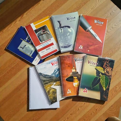Image of A4 Spiral Notebook Set, Pack-4, 200 Pages Each, White Ring Binding, Plain /Unruled, 75 GSM Chlorine-Free Paper, 200 Total Pages