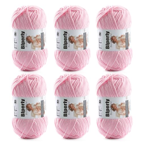 Image of Skinny Chenille Yarn for Crocheting and Knitting, 6 Pack of 50g /158yds - 948yd Total, Soft Fluffy Yarn for Crochet Amigurum & Baby Blankets, Thin Chenille #2 Plush Crochet Yarn (6, Light Pink)