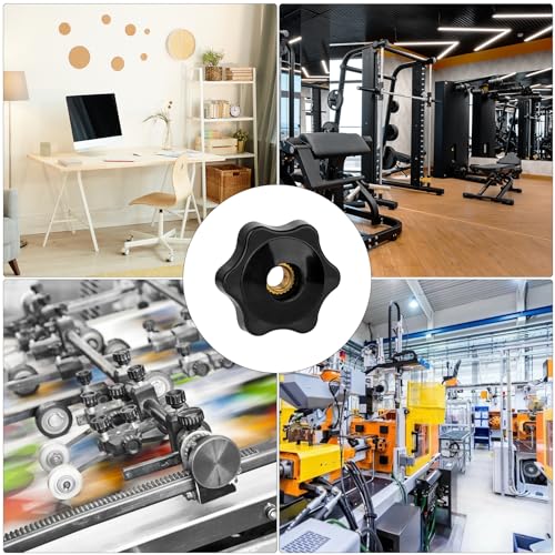 Bewudy 10 Stück Sterngriffmutter, 1/4 inch Rändelschraube Äußerer Durchmesser 30mm, Kunststoffmutter Messing Innengewinde Sternschraube für Maschinen und Anlagen Möbel Werkzeugmaschinen Fitnessgeräte