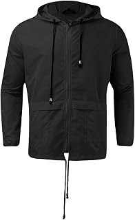 Vexiangni Hiking Pullover Men's Breathable Thin Rain Jacket for Men Plain Zip Hood Lightweight Sunproof Outdoor Jacket Thin Outdoor Jacket Down Men