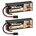 Nihewo 2Packs 2S Lipo Battery 7.4V 6500mAh RC Lipo Battery Pack 90C Hard Case with Trxx and EC5 Plug Compatible with Traxxass Arrma Axial 1/8 and 1/10 RC Truck Vehicles Car Truggy Buggy Racing Models