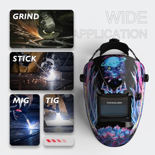 image for YESWELDER True Color Solar Powered Auto Darkening Welding Helmet, Wide