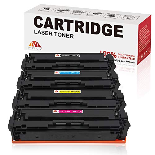 Mony Compatible Cartuchos de Tóner para HP 201X 201A CF400X CF401X CF402X CF403X con HP Color Laserjet Pro M252dw M252n, MFP M277dw M277n M277c6 M274n Impresoras (Negro, Cián, Magenta, Amarillo)