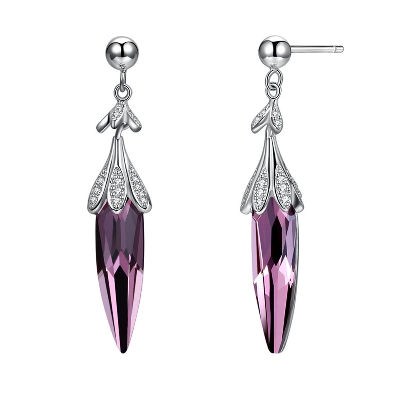 LLXYWJ Piercing-Ohrstecker für Damen, 925er Sterling-Metallkristall mit Zirkonia