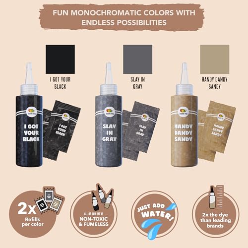 DOODLE HOG Black Tie Dye Kit, DIY Tie Dye Kit for Kids, Clothing Dye Supplies, Tie Dye Kits for Adults, 9 Full Bottles