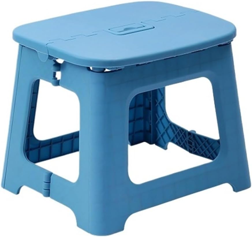 Portable Household Folding Stool Plastic Outdoor Camping Fishing(Blue S)