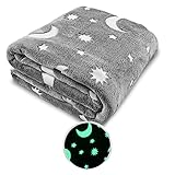 actividades invierno infantil 5 años Manta infantil Brilla en la Oscuridad - Planetas - Dinosaurios - Luminosa juguetes sistema solar navidad regalos camas sofas rex niño bebe invierno polar suave grandes luna dino invierno