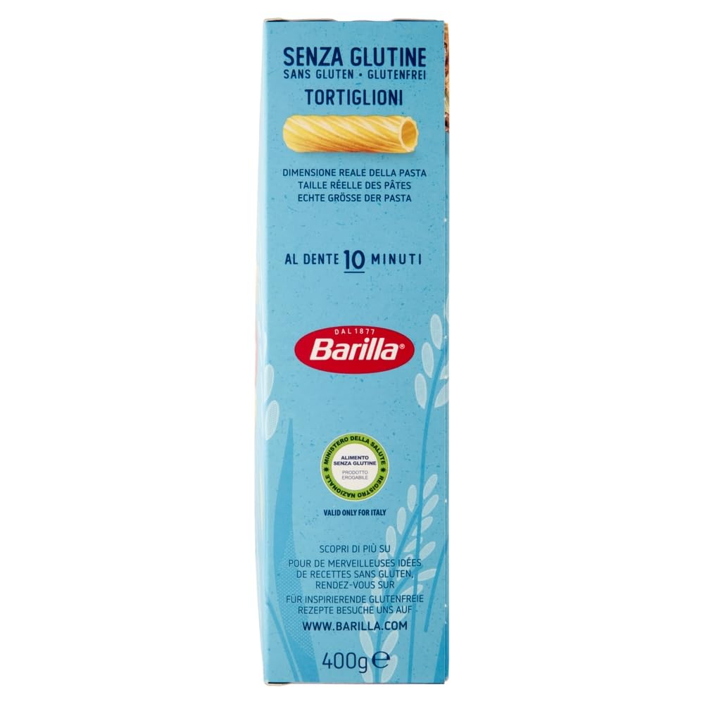 Italian Gourmet Tortiglioni Pasta Senza Glutine 24 x 400g Mais Reis Vegan | Trafilata per tenuta al dente, laktosefrei und kochstabil, ideal mit Sugo, Gesamtnettogewicht 9,6 kg + Kostenlos Polpa 400g