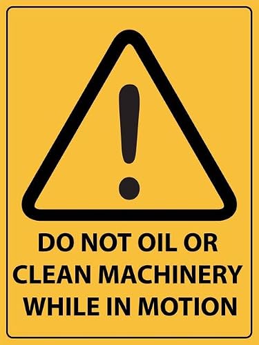 Xewazd A712 Retro 8"X12" Aluminum Tin Sign - Caution Do Not Oil/Clean Machinery While In Motion Vintage Style, Pool & Wall Art Decor