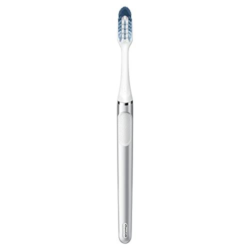 Image of Oral-B Clic Toothbrush, Chrome White, with 1 Replaceable Brush Head and Magnetic Holder