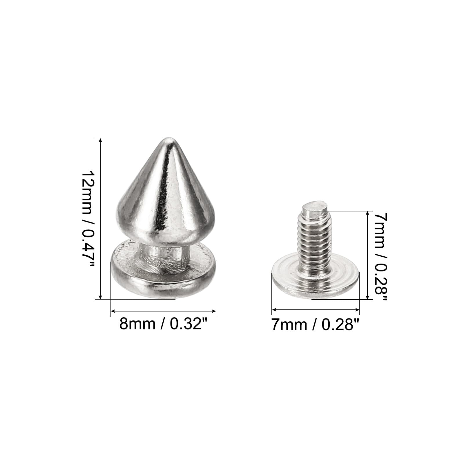 PATIKIL 12mm Studs for Clothing 20 Sets Studs and Spikes Leather Rivets Cone Spikes Metal Screw Studs for Clothing Leather Crafts Fabric Shoes Punk Bag Leathercraft - Image 2