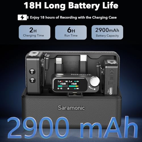 Image of Saramonic Ultra Wireless Lavalier Microphone, 32-Bit Float Recording, Timecode Sync, Noise Cancellation, IPX5 Water Resistance, 984' Range, 130dB SPL, for Cameras, Smartphones, Computers