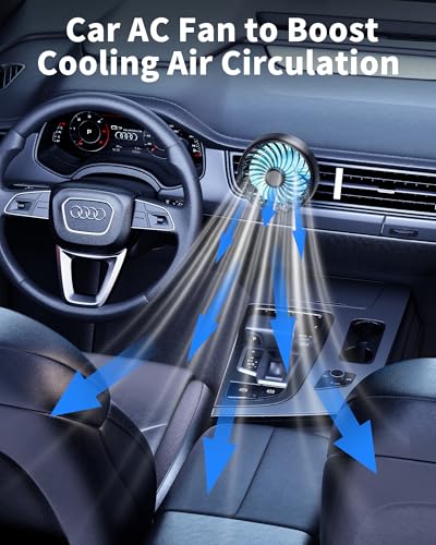 SCENEIN Usb Car Ven Fan with Colorful Light, 360°Rotatable Mini Portable Clip on Fans That Blow Cold Air, Car Ac Air Vent Booster Fan Small Cooler Cooling Fan for Vehicle, Van, Truck, Suv, Rv, Utv Cab — view 2